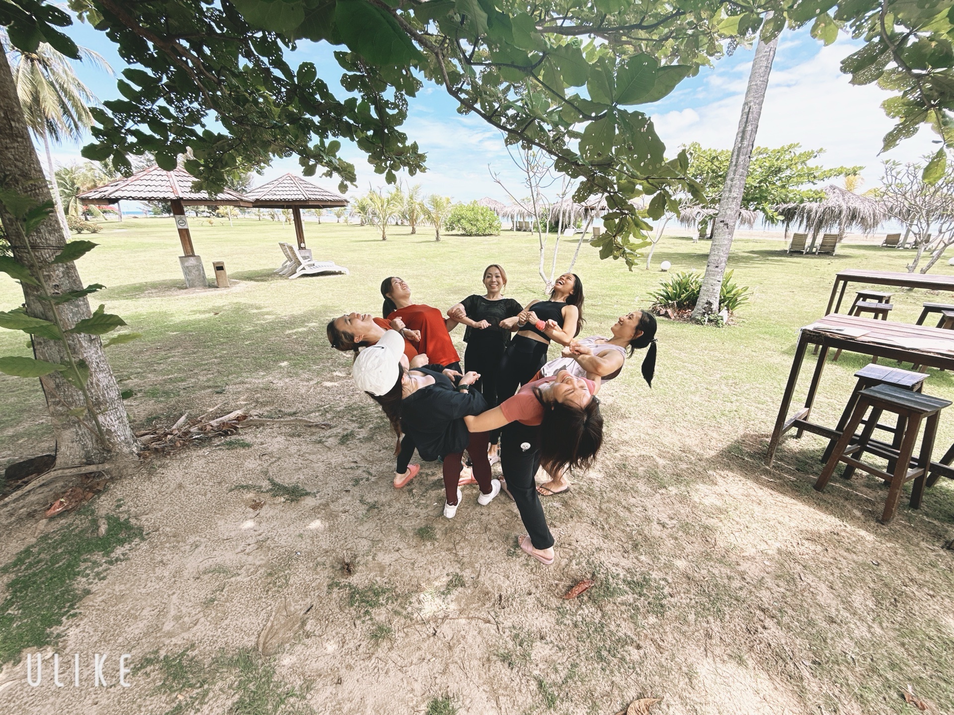 Group pose during Yoga Bliss Retreat